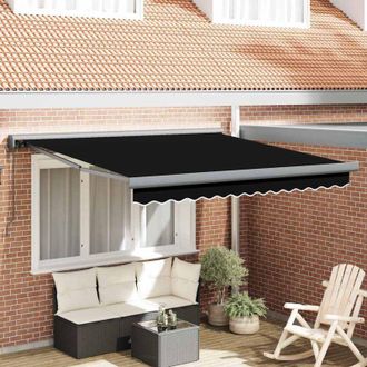 vidaXL Toldo Retr&aacute;ctil Manual Negro 300 X 250 Cm Tela, Metal Vidaxl