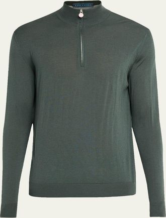 Kiton Mens Wool Half-Zip Sweater