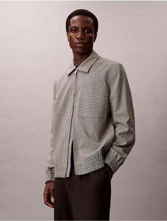 Calvin Klein Mens Wool Houndstooth Shirt Jacket - Grey - 2XL