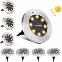 OEM Memkey - Luci Solari Per Esterni, 8 Led, Impermeabili Ip65 - Acciaio Inossidabile - Luce Bianca Calda - Confezione Da 8 Per Vialetti E Giardini - Crez