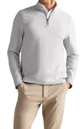 Rhone Covert Rib Quarter Zip Pullover in Whisper Gray at Nordstrom, Size X-Large