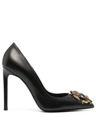 Roberto Cavalli Mirror Snake leather pumps - Black
