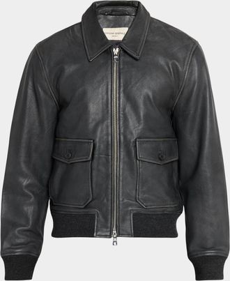 Officine G&eacute;n&eacute;rale Men & apos;s Leather Blouson Jacket