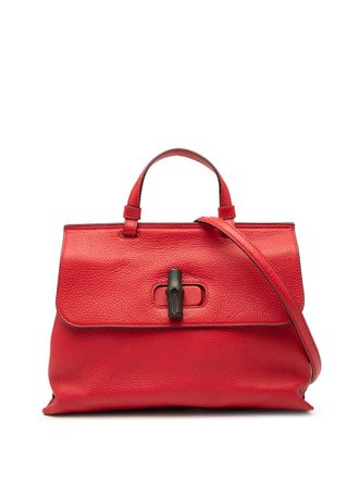 Gucci 2000-2015 Medium Leather Bamboo Daily satchel - Red