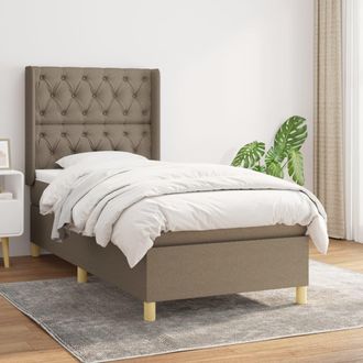 vidaXL Cama Box Spring Con Colch&oacute;n Tela Gris Taupe 80x200 Cm Vidaxl