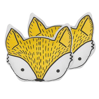 Beliani Conjunto De 2 Cojines Infantiles De Algod&oacute;n Amarillo 50 X 40 Cm Forma De Zorro Decorativo Habitaci&oacute;n De Ni&ntilde;os Estampado Animal Vadodara