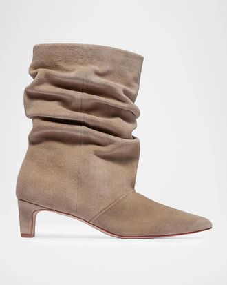 Bernardo 45mm Etta Slouched Suede Mid-Calf Boots