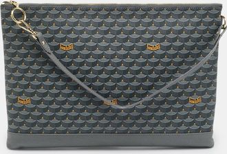 FAUR&Eacute; LE PAGE Gris Acier Scale Coated Canvas Pochette Zip