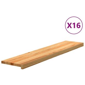vidaXL Pelda&ntilde;os De Escalera 16 Uds Madera Maciza Roble Marr&oacute;n Claro
