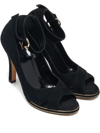 Gucci 2024 100mm wedge sandals - women - Leather/Rubber/Suede/Leather - 36 - Black