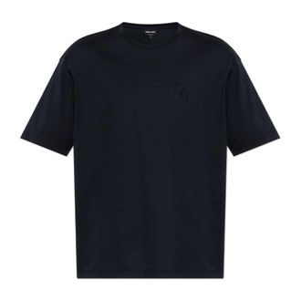Giorgio Armani T-Shirts, male, Blue, Size: XL T-shirt with embroidered logo