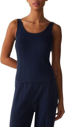 Petite Plume Pointelle Cotton Tank Top in Navy at Nordstrom, Size X-Small