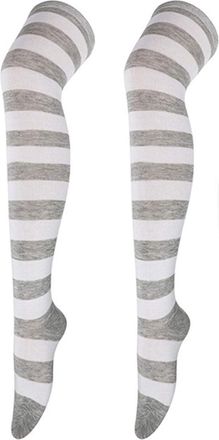 Generic Cocila White Socks 1 Pair Christmas High Long Stockings For Womens Over Knee Party Costumes Striped Stocking (Grey, One Size) Black Ankle 4-7 Ladies T