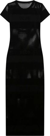 GCDS Gcds, Kleedjes, Dames, Zwart, XL, Lange Mesh Jurk