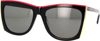 Saint Laurent Vierkante zonnebril Paloma ge&iuml;nspireerd rode balk - Dames - Zonnebrillen - Zwart - 58 MM - Accessoires