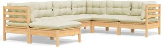 vidaXL Muebles De Jard&iacute;n 7 Pzas Y Cojines Madera Maciza De Pino Crema Vidaxl