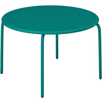 Vente-Unique Vente-unique - Tavolo da giardino tondo D.110 cm in Metallo Verde Petrolio - mirmande di mylia