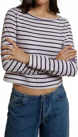 perfectwhitetee Parker Tee In Ultraviolet Stripe