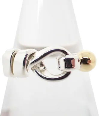 Tiffany & Co. Silver Yellow Gold Yellow Gold (18K) Sterling Silver 925 Band Ring (Pre-Owned)