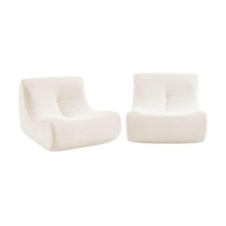 Sweeek Sof&aacute; envasado al vac&iacute;o modular de pana, 2 plazas, crema