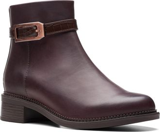 Clarks Womens Maye Grace Fashion Boot, Bordeaux Leather, 7.5