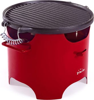 Purline Barbacoa De Etanol 0.5l En Acero Rojo Y Plancha Redonda De Hierro
