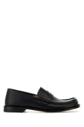 Loewe Mens Black Leather Campo Flap Loafers - Size EU 44