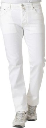 Jacob Cohen Witte Slim Fit Jeans met Beige Stiksels - Heren - Chinos - Wit - W33 - Katoen - Broeken