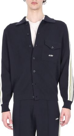 Autry Blue Viscose-Nylon Band Details Overshirt