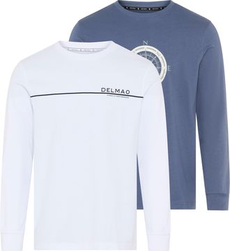 DELMAO Rundhalsshirt DELMAO Neue Kollektion, Herren, Gr. 4XL (68/70), blau, wei&szlig;, Single Jersey, Obermaterial: 100% Baumwolle, bedruckt, schmal, angesetztes 