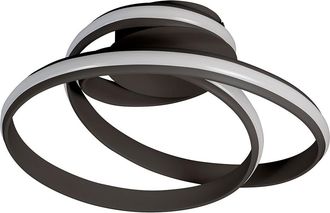 Wofi Leuchten Plafoniera Led Anelli Plafoniera Dimmerabile Moderna Soggiorno Luce Soffitto Nero, Dimmer A 3 Livelli Tramite Interruttore A Parete, 32w 2100lm Bianco