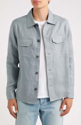 Reiss Polasio Linen Overshirt in Teal Blue at Nordstrom, Size Xx-Large