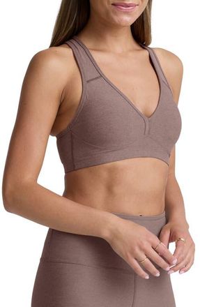 Beyond Yoga Lift Your Spirits Sports Bra in Rosey Taupe Heather at Nordstrom, Size X-Small