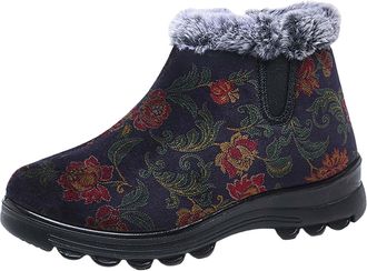 Generic Womens Boots Fashion Casual Sneakers Breathable Flat Casual Shoes Winter Padded Warm Womens Boots Women Winter Boots Wide Calf (Black, 5.5)