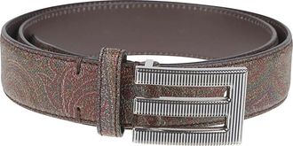 Etro Arnica Logo Belt - Heren - Riemen - Bruin - 100 CM - Leer - Accessoires