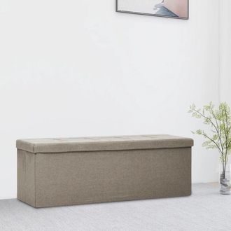 vidaXL Vidaxl - Banco De Almacenamiento Plegable Lino Sint&eacute;tico Gris Taupe