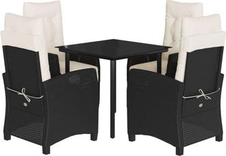 vidaXL Set De Muebles Jard&iacute;n 5 Pzas Con Cojines Rat&aacute;n Sint&eacute;tico Negro Vidaxl