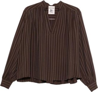 Semicouture Brown Blouse With Vertical Pinstripes