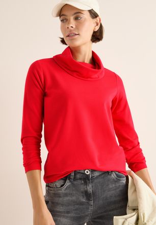 Cecil 3/4-Arm-Shirt CECIL, Damen, Gr. XXL (46), pumpkin orange, Jersey, Obermaterial: 63% Modal, 35% Baumwolle, 2% Elasthan, l&auml;ssig geschnitten, Rundhals, S