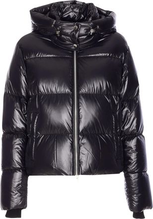 Moose Knuckles Moonstone High Collar Glossy Quilted Down Jacket
