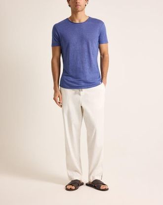 Orlebar Brown Ob T Linen Tailored Fit Crewneck T-Shirt in Nightfall Blue at Nordstrom, Size Large
