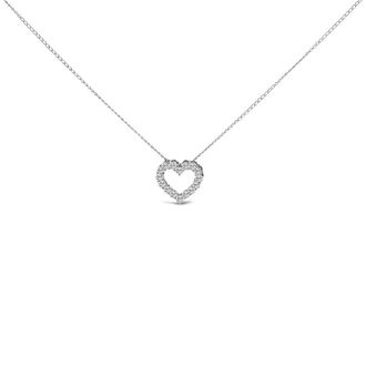 House of Brilliance 14K White Gold 1/2 Carat Lab Grown Diamond Heart Shape Pendant Necklace