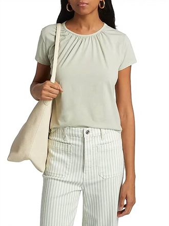 Frame Denim Gathered Short Sleeve Tee In Soft Mint
