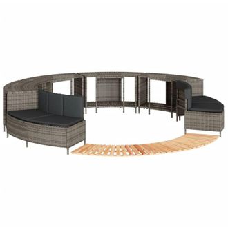 vidaXL Bordo per Spa Grigio in Polyrattan e Legno Massello di Acacia vidaXL