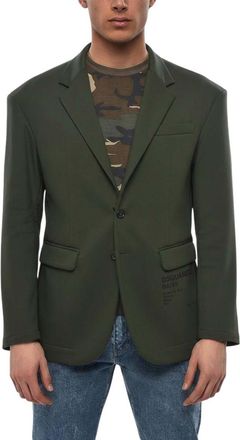 Dsquared2 Green Solid Notched Lapel Blazer