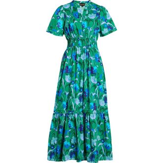 Sugarlips Lara Floral Print A-Line Dress in Kelly-Blues-Multi at Nordstrom, Size X-Large