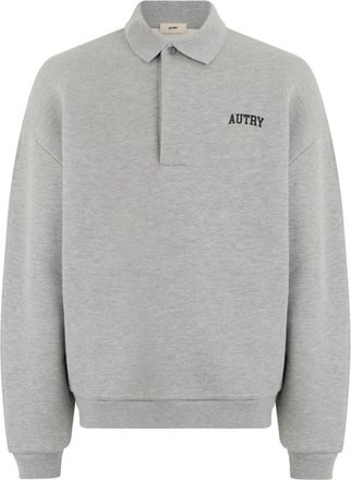 Autry Polo Sweatshirt met Lange Mouwen - Heren - Sweatshirts - Grijs - XL - Katoen - Hoodies & sweatvesten