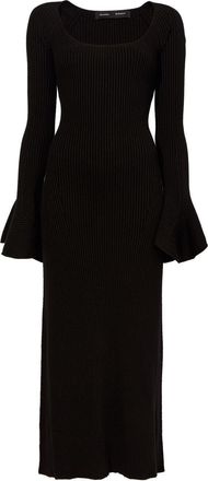 Proenza Schouler ribbed-knit flute-sleeved dress - women - Silk/Cashmere/Viscose/Polyester - L - Black