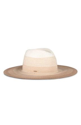 Eugenia Kim Emmanuelle UPF 50+ Wide Brim Packable Straw Fedora in Ivory/Natural/Camel at Nordstrom