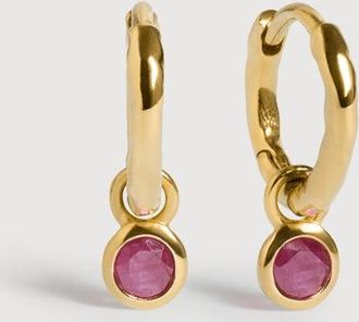 Monica Vinader Gold July Birthstone Huggie Earrings Ruby